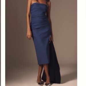 Anthropologie Strapless Blue Dress
